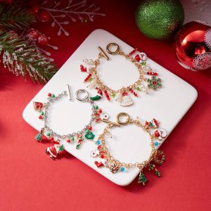 European and American Festival Ornament Christmas Christmas Tree Santa Claus Pendant Bracelet Female Creative All-Match Bracelet Female