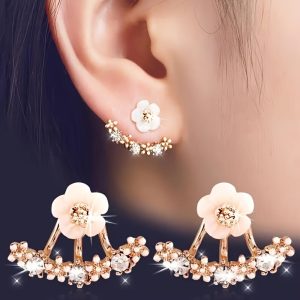 3pcs Delicate Flower-Shaped Zircon Crystal Dangle Earrings for Girls - Perfect Christmas and Valentine's Day Gift