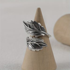 925 Sterling Silver Wrap Ring Retro Leaf Design Delicate Carving Craft Suitable For Men And Women High Quality Adjustable Ring