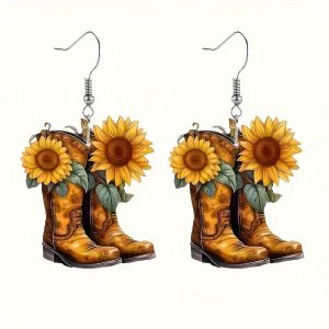 8 Pairs Of Fashionable Sunflower Boots, Earrings, Retro Classic Women's Jewelry, Earrings Made Of Acrylic Material, Sunflower Calf, Autumn And Winter Earrings, Thanksgiving Gifts, Women's Parties, Jewelry, Daily Wear