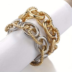 Vintage Twisted Chain Bracelet for Women & Men - Thick Chunky Punk Style Autumn Winter Jewelry