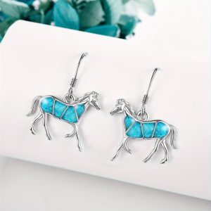 Horse Earrings Sterling Silver Turquoise Dangle Earrings Horse Jewelry for Mom Women